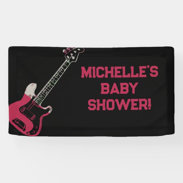Rock a Bye Rock Star Guitar Baby Shower Banner (Horizontal)