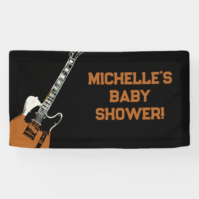 Rock a Bye Rock Star Guitar Baby Shower Banner (Horizontal)