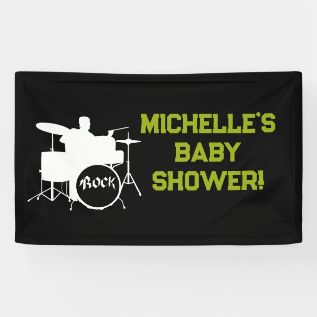 Rock a Bye Rock Star Guitare Baby shower bannière (Horizontal)