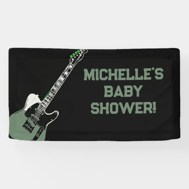 Rock a Bye Rock Star Guitare Baby shower bannière (Horizontal)
