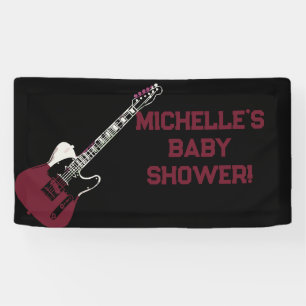 Rock a Bye Rock Star Guitare Baby shower bannière
