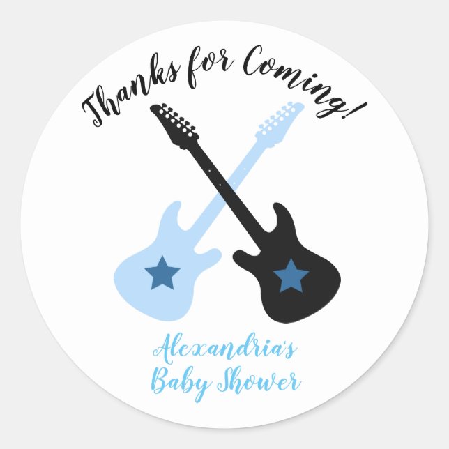 Rock a bye Rockstar Baby Shower Favour Stickers (Front)