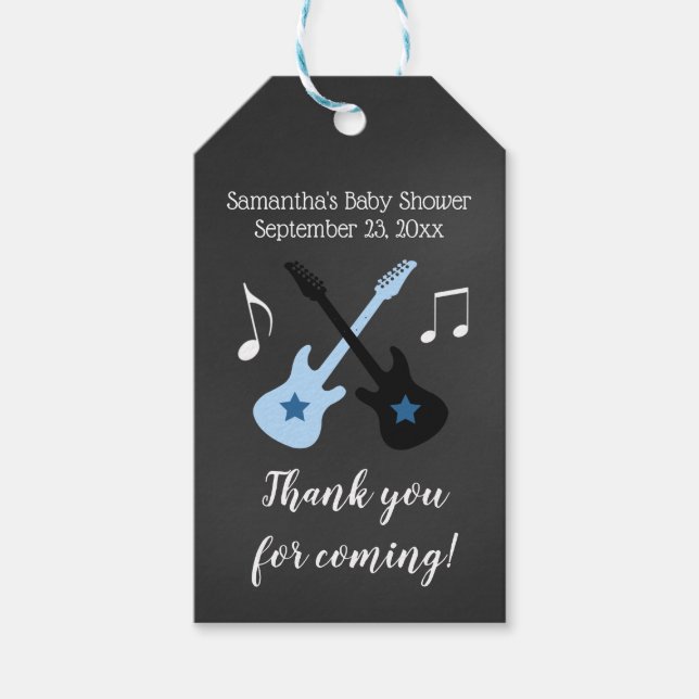 Rock a bye Rockstar Baby Shower Gift Tag (Front)