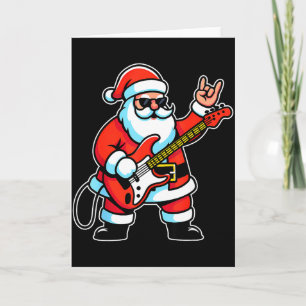 Rock &amp; Roll Christmas Santa Claus Guitar Playe Card