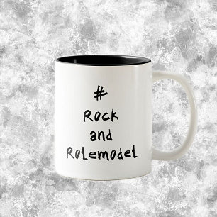 # Rock and Rolemodel - Black. Two-Tone Coffee Mug
