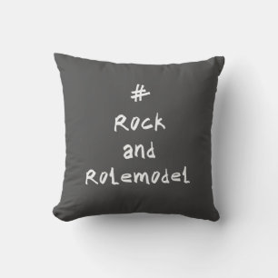 # Rock and Rolemodel - White. Throw Pillow