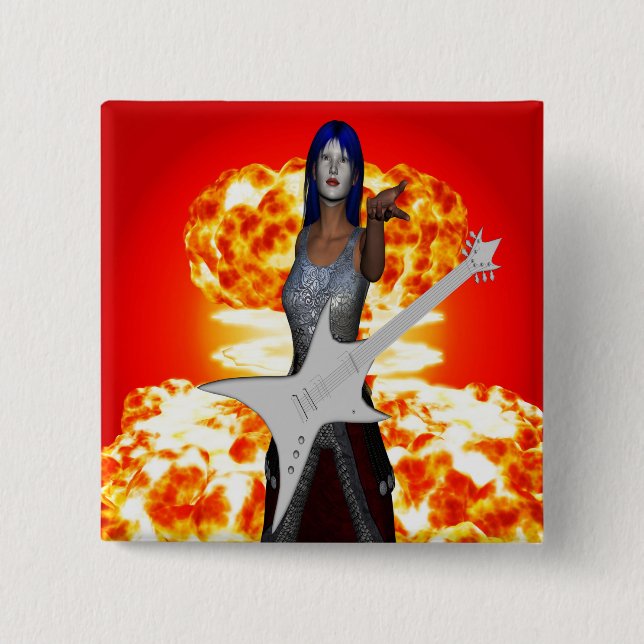 Rock and Roll 2 Inch Square Button (Front)