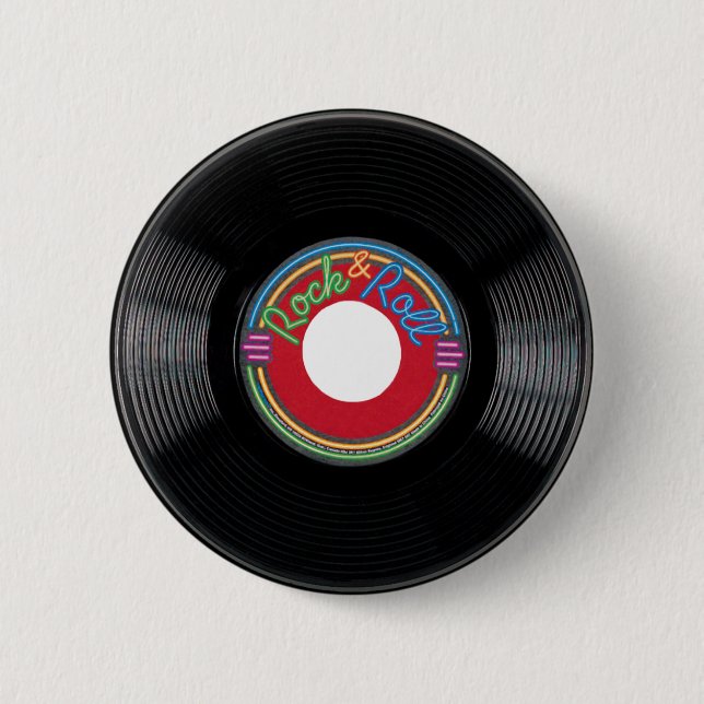 Rock and Roll 45 rpm Record 2 Inch Round Button (Front)