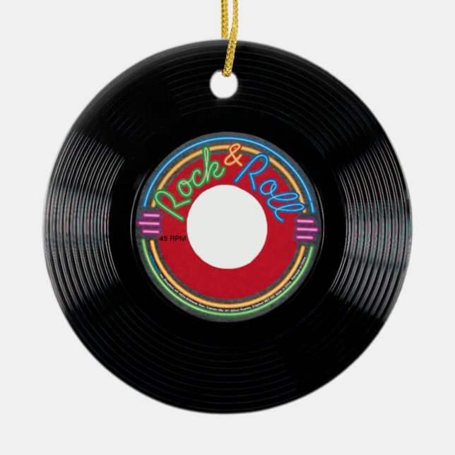 Rock and Roll 45 rpm Record Ceramic Ornament (Front)