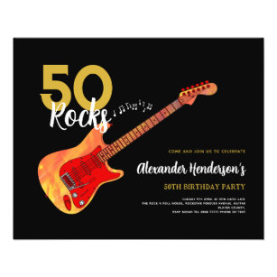 Rock and Roll 50th birthday party 50 rocks Flyer