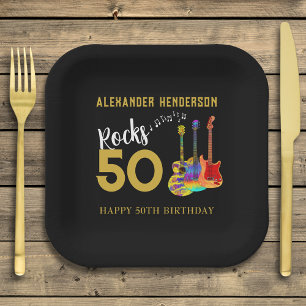 Rock and Roll 50th Birthday Party Paper Plate