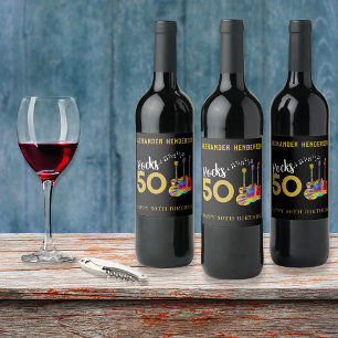 Rock and Roll 50th Birthday Party Wine Label