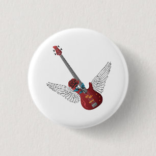 Rock and Roll Angel Bass 1 Inch Round Button