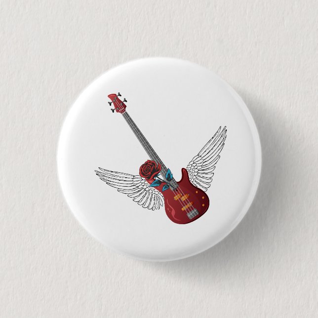 Rock and Roll Angel Bass 1 Inch Round Button (Front)