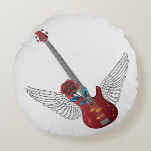 Rock and Roll Angel Bass Round Pillow