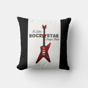 Rock and Roll Baby Rocker Kid Guitar Rockstar Thro Throw Pillow
