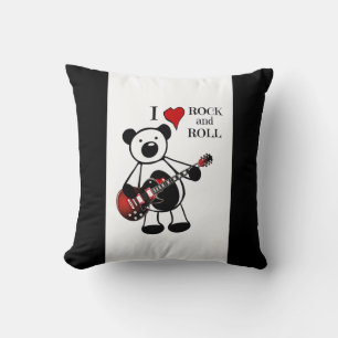 Rock and Roll Baby Rocker Kids Guitar Teddy Bear Throw Pillow