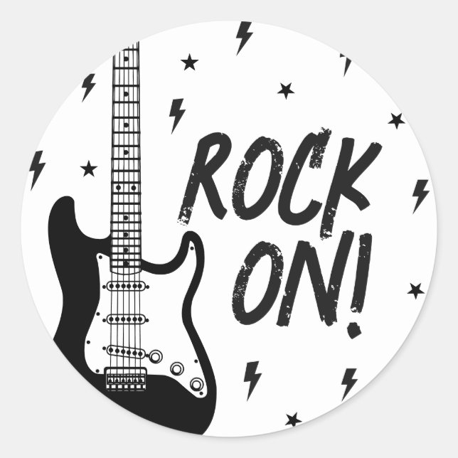 Rock and Roll Birthday Party Classic Round Sticker (Front)