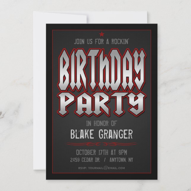 Rock and Roll Birthday Party Invitation (Front)