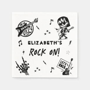Rock and Roll Black & White Birthday Party Napkin