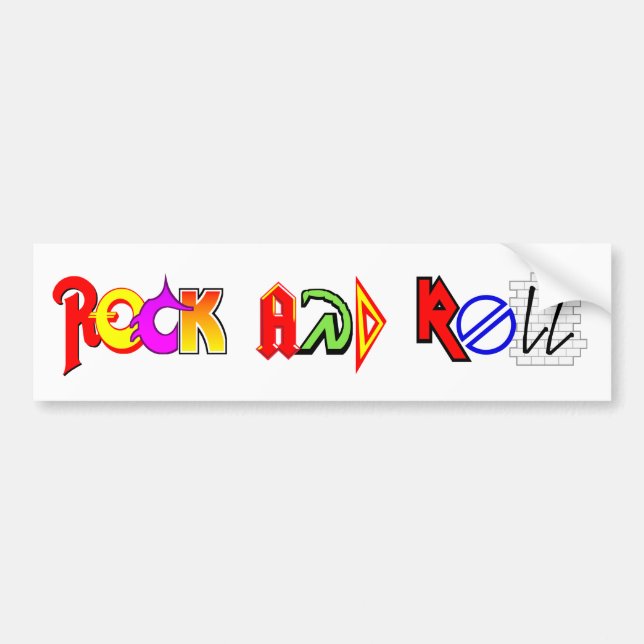 Rock and Roll Bumper Sticker (White) (Front)