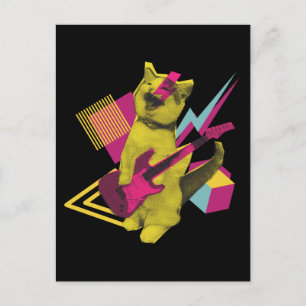 Rock and Roll Cat Guitar Musician Postcard