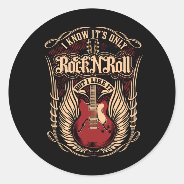 ROCK AND ROLL CLASSIC ROUND STICKER (Front)