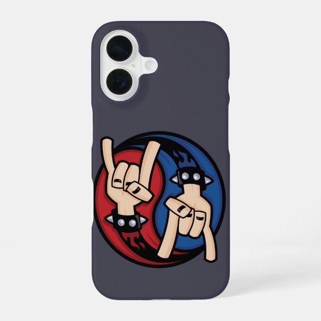Rock and Roll Devil Horns Yin Yang iPhone 16 Case (Back)