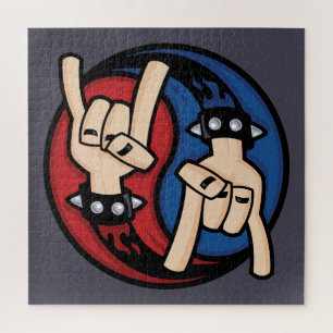 Rock and Roll Devil Horns Yin Yang Jigsaw Puzzle