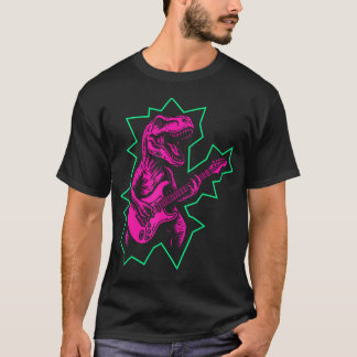 Rock And Roll Dinosaur Playing Guitar Punk Rock T-Shirt