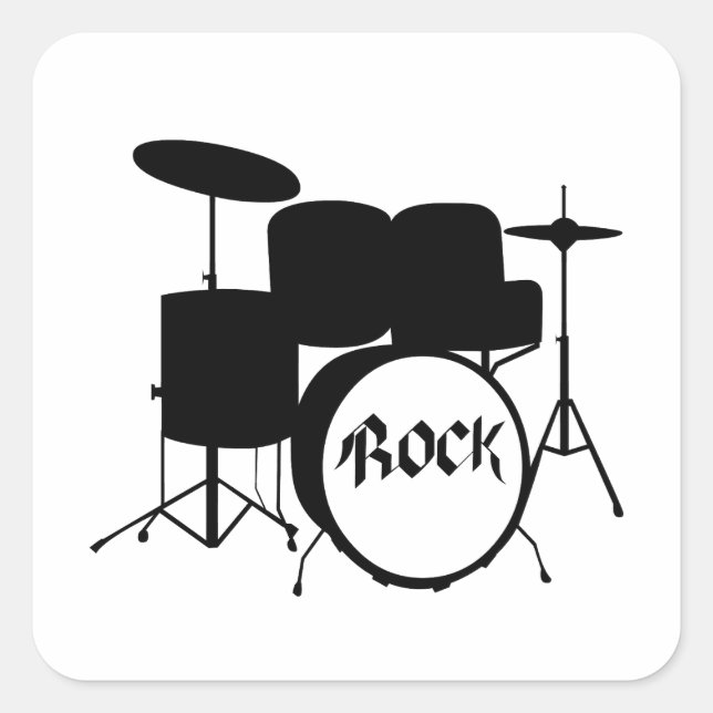 Rock and Roll electric and acoustic Drum Band Square Sticker (Front)