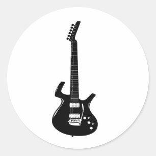 Rock and Roll electric and acoustic guitar Square Classic Round Sticker