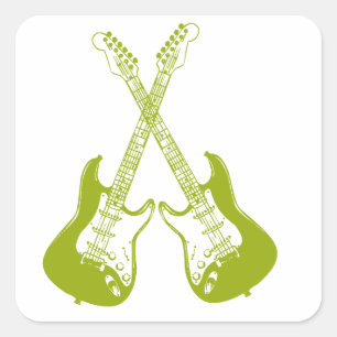 Rock and Roll electric and acoustic guitar Square Sticker