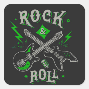 Rock and Roll electric and acoustic guitar  Square Sticker