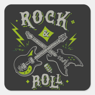 Rock and Roll electric and acoustic guitar Square Sticker