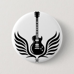 rock and roll electric guitar wings 2 inch round button