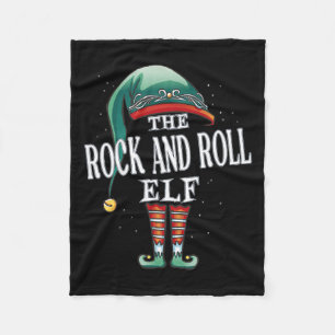 Rock And Roll Elf Christmas Group Xmas Pajama Part Fleece Blanket