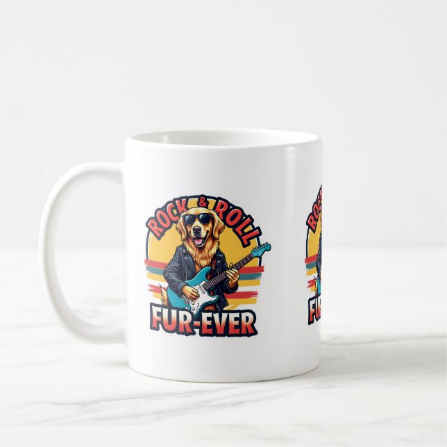 Rock and Roll Fur-Ever Golden Retriever Dog  Coffee Mug (Left)