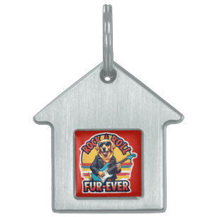 Rock and Roll Fur-Ever Golden Retriever Dog Pet ID Tag
