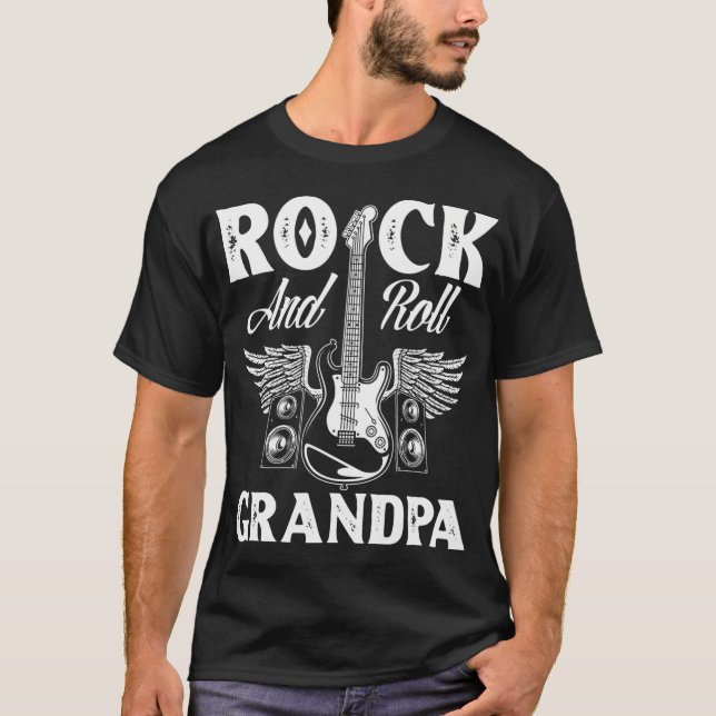 Rock And Roll Grandpa Guitar Player Grandfather T-Shirt (Front)