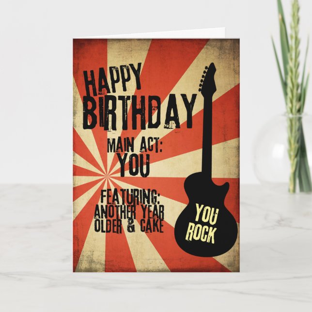 Rock And Roll Grunge Birthday Card (Front)