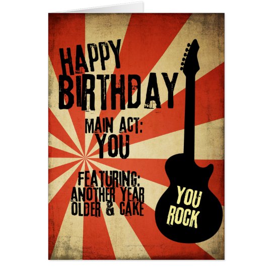 Rock And Roll Grunge Birthday Card | Zazzle.ca