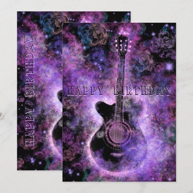 Rock and Roll Guitar Birthday Card (Front/Back)