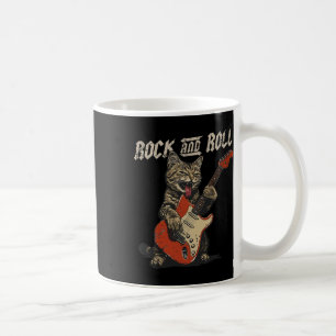 Rock And Roll Guitar Cat Vintage Rock Guitarist Ca Coffee Mug