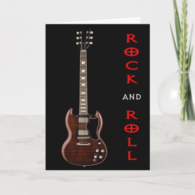 Rock and Roll Guitar Greeting Card (Front)