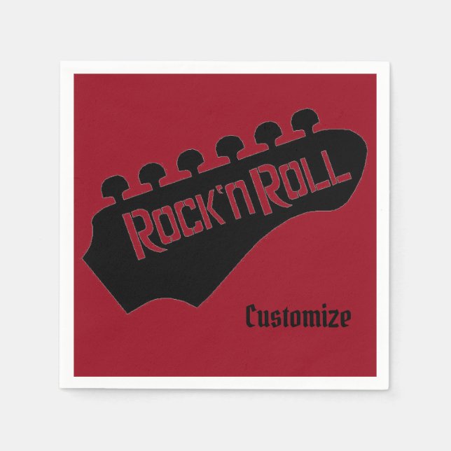 Rock and Roll Guitar Personalized Napkins (Front)