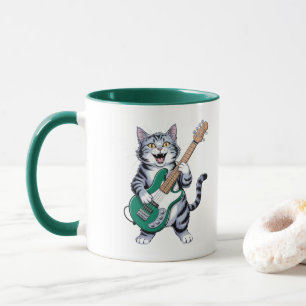 Rock And Roll guitar playing cat Mug
