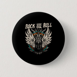 Rock And Roll Guitar Vintage Rock Music  2 Inch Round Button