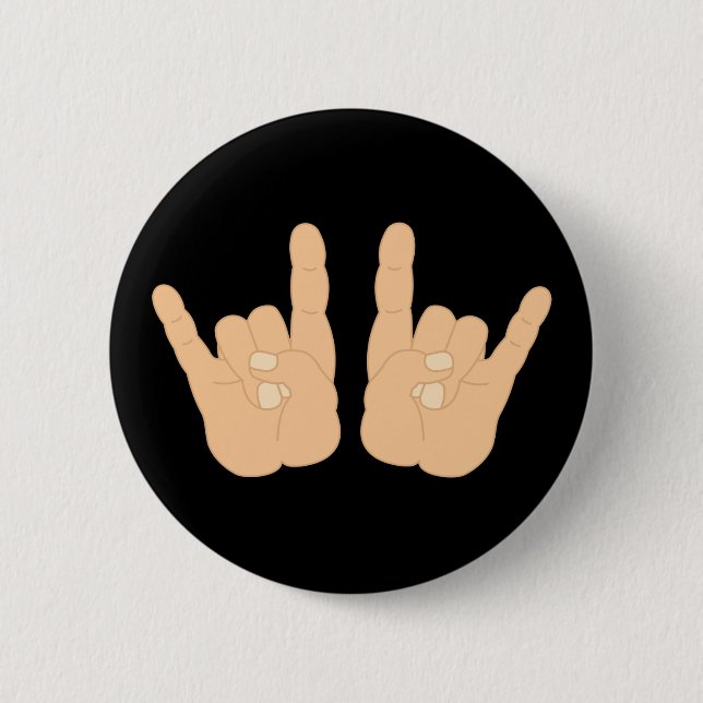 Rock and Roll Hand Sign 2 Inch Round Button (Front)