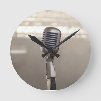 Rock And Roll Microphone Round Clock